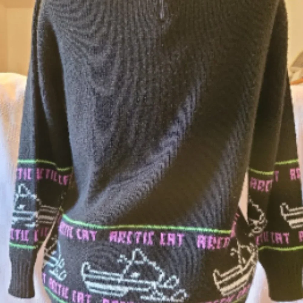 Rare Vintage 60s Arctic Cat Snowmobile Knit Graphic Sweater Shirt Pullover M 38 - Picture 13 of 13
